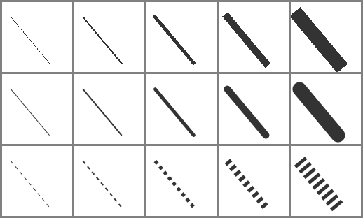 lines drawn with various BasicStrokes